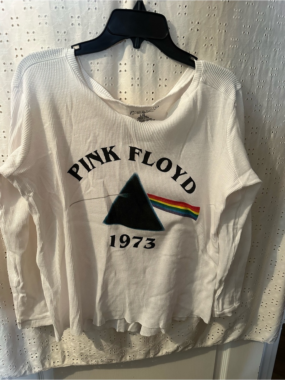 Pink Floyd 1973 White Graphic Long-Sleeve Thermal Top